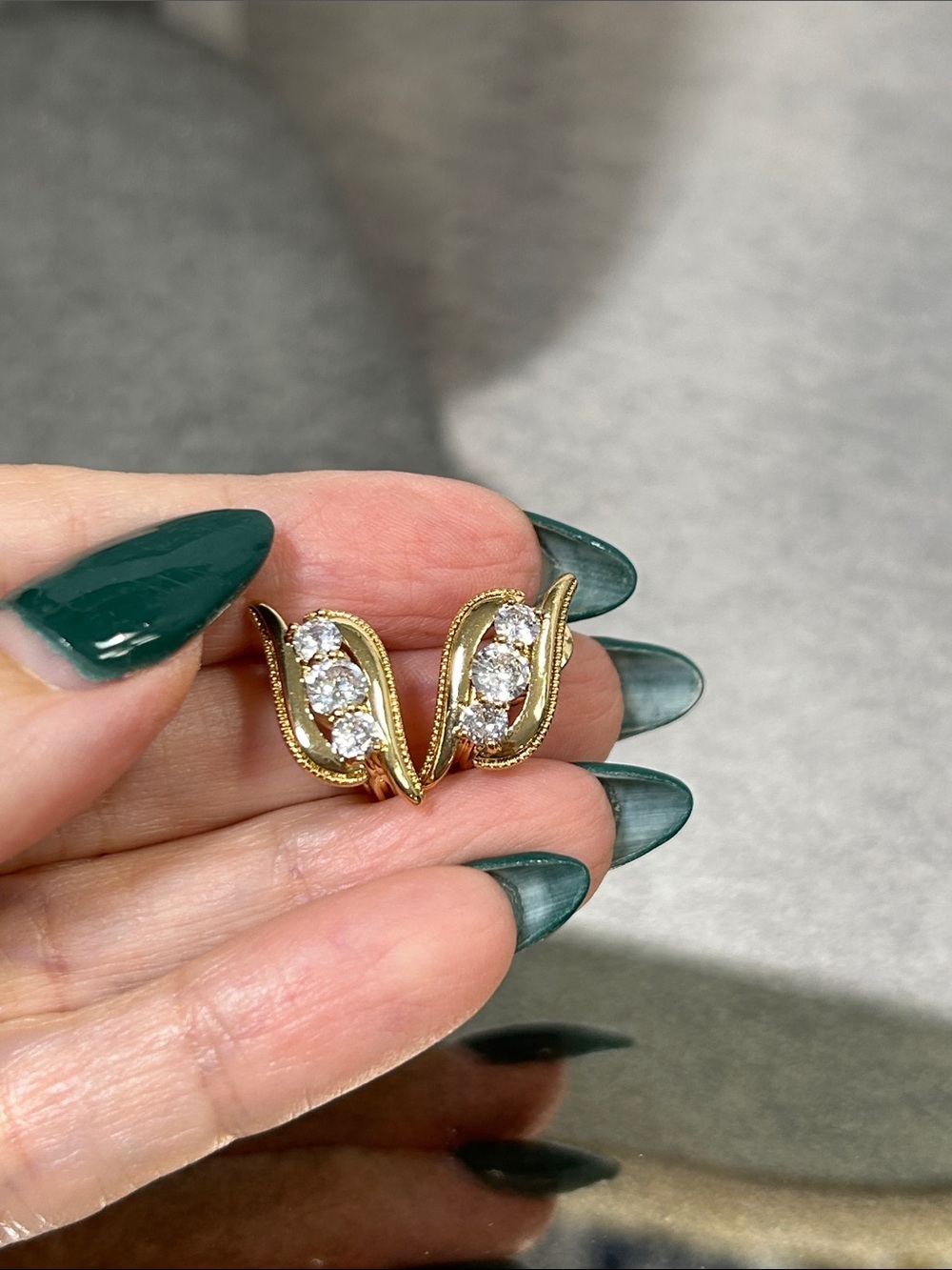 Vintage Gold-Tone Crystal Leaf Earrings - Elegant Women's Jewelry